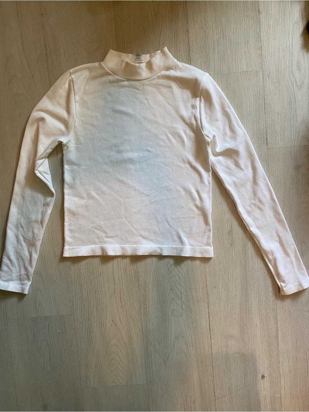 Long-Sleeve White Mock Neck Tee